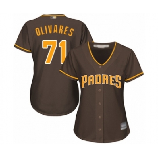 Women's San Diego Padres #71 Edward Olivares Authentic Brown Alternate Cool Base Baseball Player Jersey - Ujersey