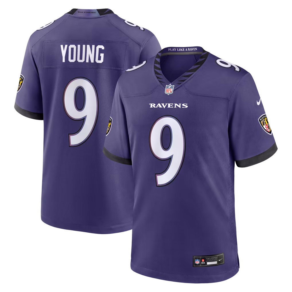 Men's Baltimore Ravens Zion Young Nike Purple Team Game Jersey - U-jersey