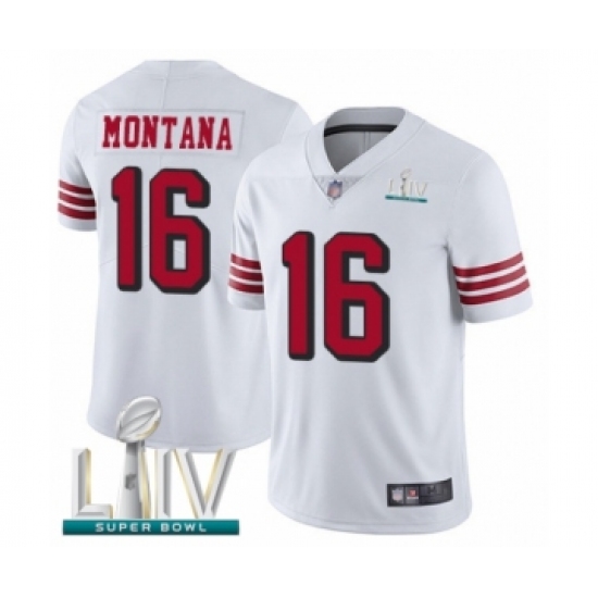 Youth San Francisco 49ers #16 Joe Montana Limited White Rush Vapor Untouchable Super Bowl LIV Bound Football Jersey - Ujersey