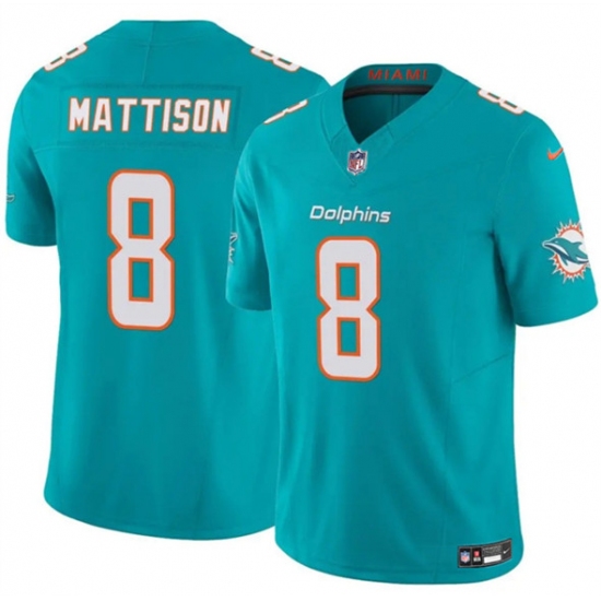 Men's Miami Dolphins #8 Alexander Mattison Aqua 2025 F.U.S.E. Vapor Limited Football Stitched Jersey - Ujersey