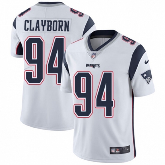 Men's Nike New England Patriots #94 Adrian Clayborn White Vapor Untouchable Limited Player NFL Jersey - Ujersey