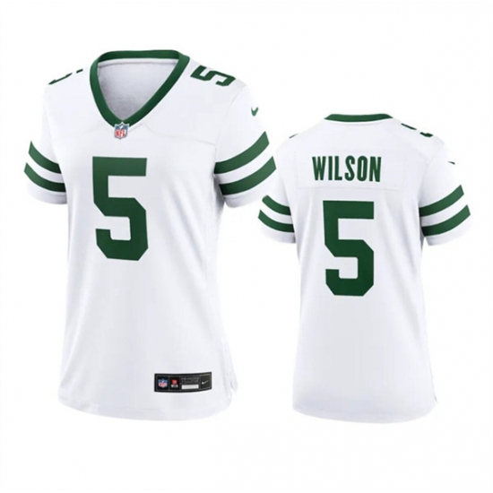 Women's New York Jets #5 Garrett Wilson White 2024 Football Stitched Jersey(Run Small) - Ujersey