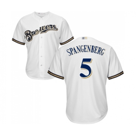 Youth Milwaukee Brewers #5 Cory Spangenberg Replica White Alternate Cool Base Baseball Jersey - Ujersey