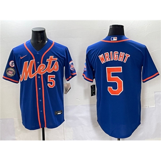Men's New York Mets #5 David Wright Blue With Cool Base Stitched Baseball Jersey - Ujersey