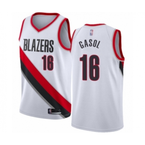 Youth Portland Trail Blazers #16 Pau Gasol Swingman White Basketball Jersey - Association Edition