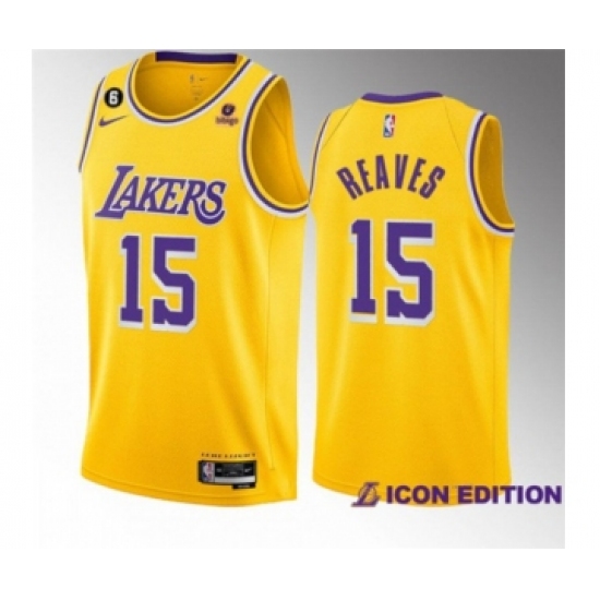 Men's Los Angeles Lakers #15 Austin Reaves Yellow Edition With NO.6 Stitched Basketball Jersey - Ujersey
