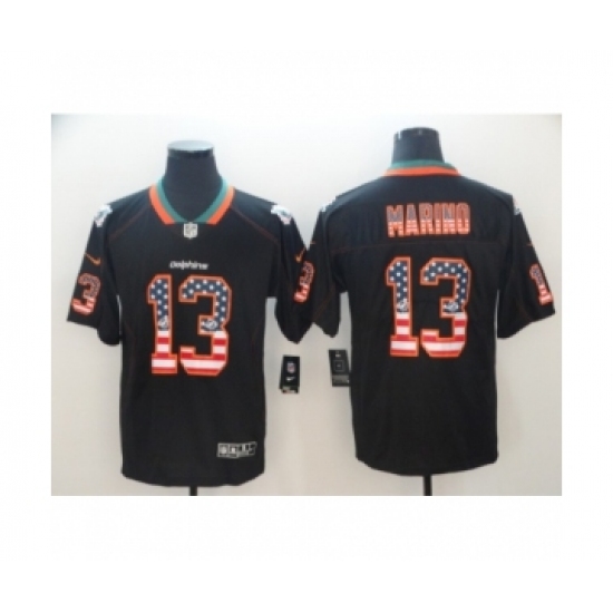 Men's Nike Miami Dolphins #13 Dan Marino Limited Black Rush USA Flag NFL Jersey - Ujersey