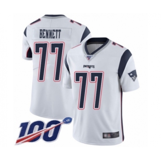 Men's New England Patriots #77 Michael Bennett White Vapor Untouchable Limited Player 100th Season Football Jersey - Ujersey