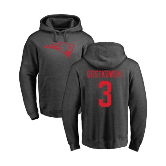 Football New England Patriots #3 Stephen Gostkowski Ash One Color Pullover Hoodie - Ujersey