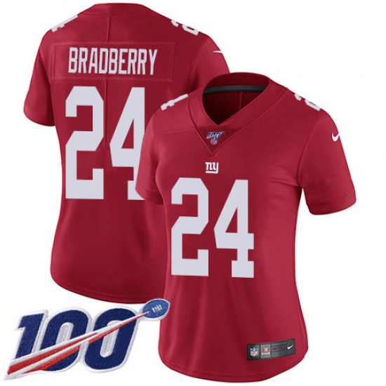 Women's New York Giants #24 James Bradberry Red Alternate Stitched 100th Season Vapor Untouchable Limited Jersey - Ujersey