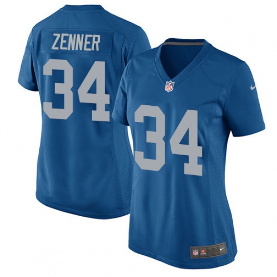 Women's Nike Detroit Lions #34 Zach Zenner Game Blue Alternate NFL Jersey - Ujersey