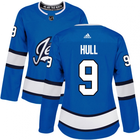 Women's Adidas Winnipeg Jets #9 Bobby Hull Authentic Blue Alternate NHL Jersey - Ujersey