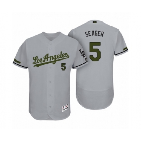 Men's Los Angeles Dodgers #5 Corey Seager Gray 2017 Memorial Day Collection Flex Base Jersey - Ujersey
