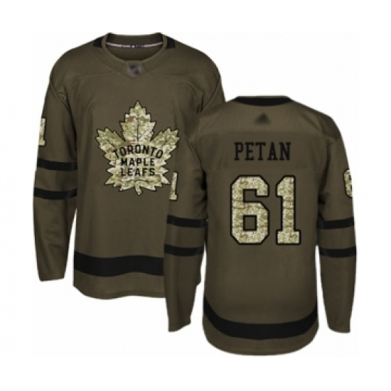 Youth Toronto Maple Leafs #61 Nic Petan Authentic Green Salute to Service Hockey Jersey - Ujersey