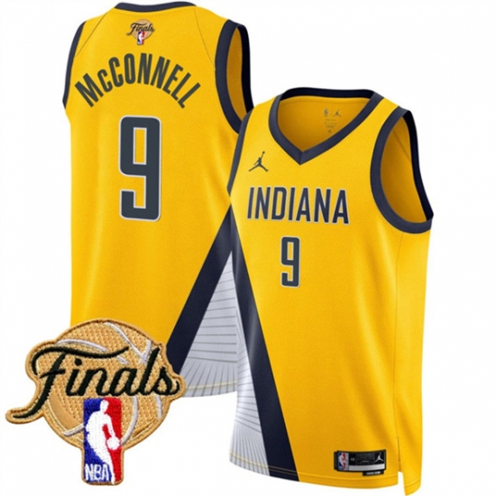 Men's Indiana Pacers #9 T.J. McConnell Yellow 2025 Finals Statement Edition Stitched Basketball Jersey - Ujersey