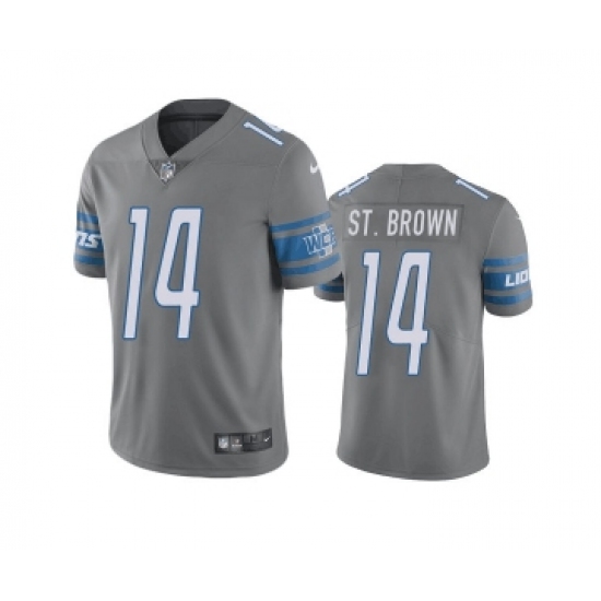 Men's Detroit Lions #14 mon-Ra St. Brown Gray Vapor Untouchable Limited Stitched Jersey - Ujersey