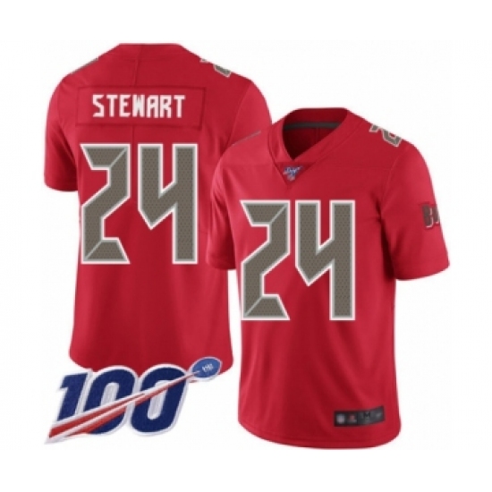 Men's Tampa Bay Buccaneers #24 Darian Stewart Limited Red Rush Vapor Untouchable 100th Season Football Jersey - Ujersey