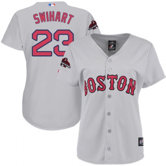 Women's Majestic Boston Red Sox #23 Blake Swihart Authentic Grey Road 2018 World Series Champions MLB Jersey - Ujersey
