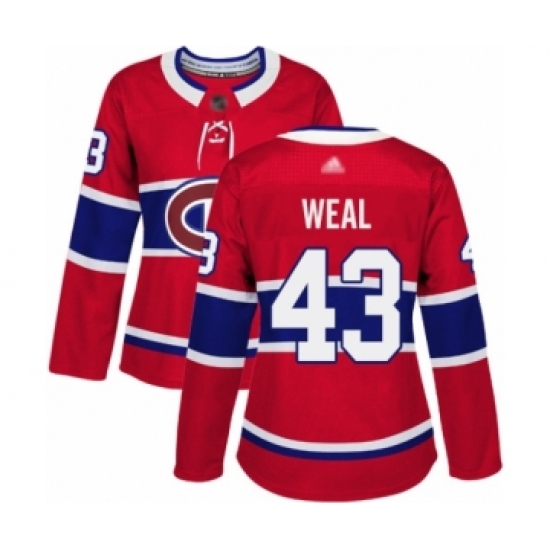 Women's Montreal Canadiens #43 Jordan Weal Authentic Red Home Hockey Jersey - Ujersey