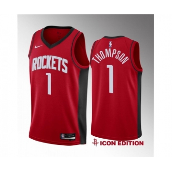 Men's Houston Rockets #1 Amen Thompson Red 2023 Draft Swingman Icon Edition Stitched Basketball Jersey - Ujersey