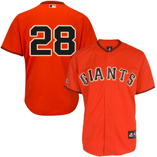 Men's Majestic San Francisco Giants #28 Buster Posey Authentic Orange Old Style MLB Jersey - Ujersey