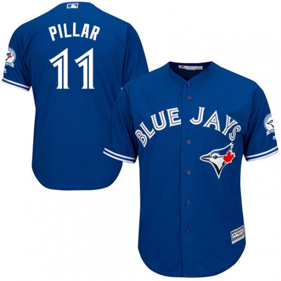Men's Majestic Toronto Blue Jays #11 Kevin Pillar Replica Blue Alternate 40th Anniversary Patch MLB Jersey - Ujersey
