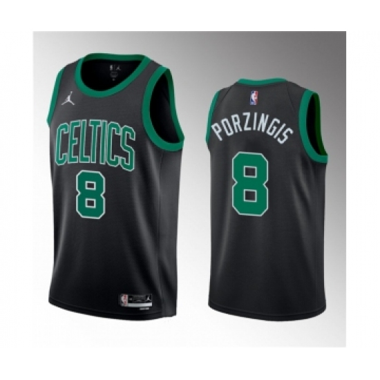 Men's Boston Celtics #8 Kristaps Porzingis Black 2023 Draft Statement Edition Stitched Basketball Jersey - Ujersey