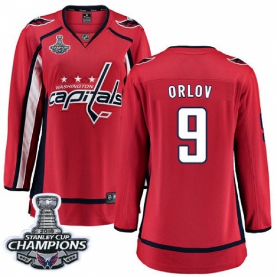 Women's Washington Capitals #9 Dmitry Orlov Fanatics Branded Red Home Breakaway 2018 Stanley Cup Final Champions NHL Jersey