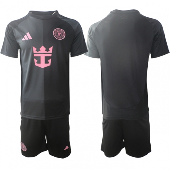Men's Inter Miami CF Blank 2025 Black Away Soccer Jersey Suit - Ujersey