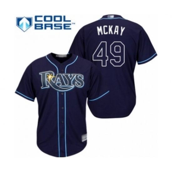Youth Tampa Bay Rays #49 Brendan McKay Authentic Navy Blue Alternate Cool Base Baseball Player Jersey - Ujersey
