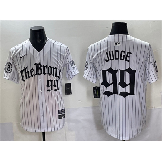 Men's New York Yankees #99 Aaron Judge White Pinstripe 'Gothic Legacy Edition' Vapor Premier Limited Stitched Baseball Jersey - Ujersey