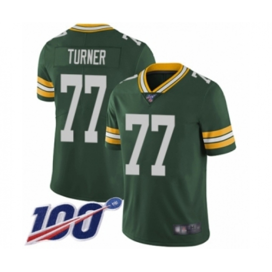 Men's Green Bay Packers #77 Billy Turner Green Team Color Vapor Untouchable Limited Player 100th Season Football Jersey - Ujersey