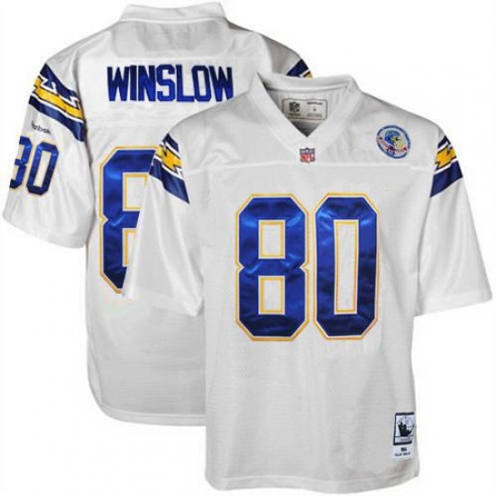 Mitchell And Ness Los Angeles Chargers #80 Kellen Winslow Authentic White 1984 Throwback NFL Jersey - Ujersey