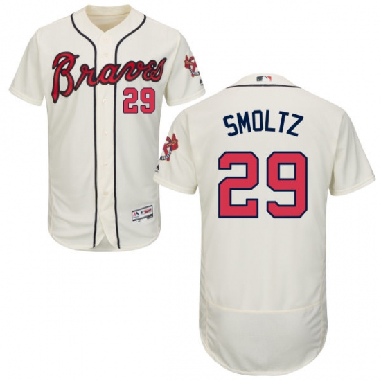 Men's Majestic Atlanta Braves #29 John Smoltz Cream Alternate Flex Base Authentic Collection MLB Jersey - Ujersey