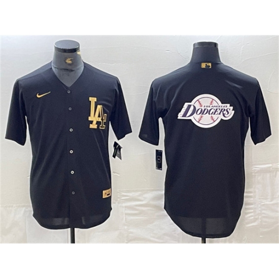 Men's Los Angeles Dodgers Team Big Logo Black Cool Base Stitched Baseball Jerseys - Ujersey