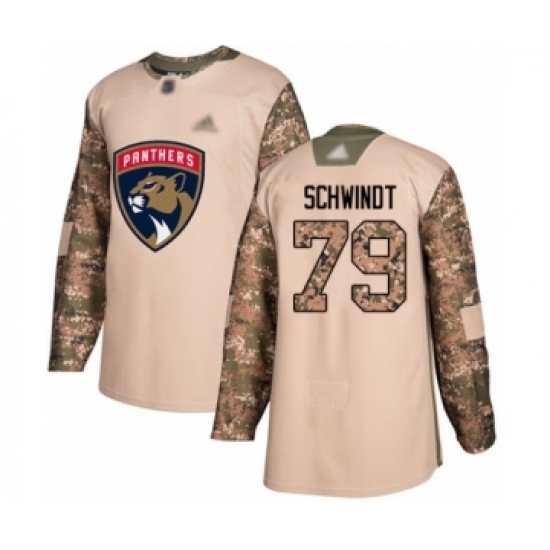 Men's Florida Panthers #79 Cole Schwindt Authentic Camo Veterans Day Practice Hockey Jersey - Ujersey