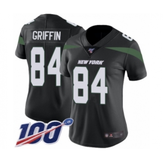 Women's New York Jets #84 Ryan Griffin Black Alternate Vapor Untouchable Limited Player 100th Season Football Jersey - Ujersey