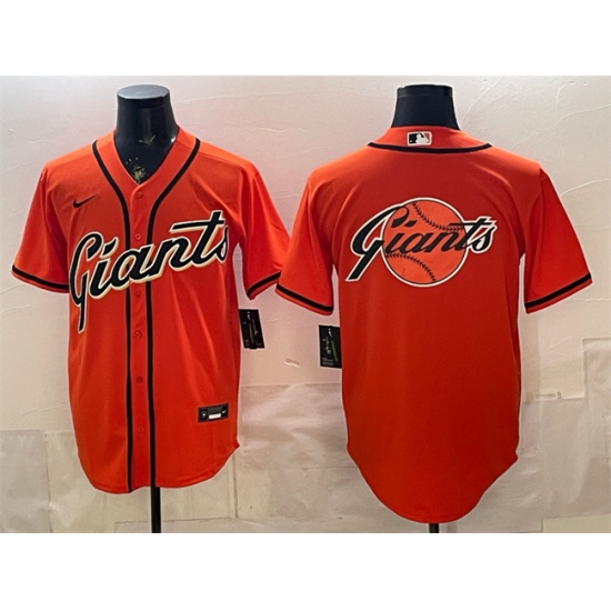 Men's San Francisco Giants Team Big Logo Orange Cool Base Stitched Baseball Jersey - Ujersey