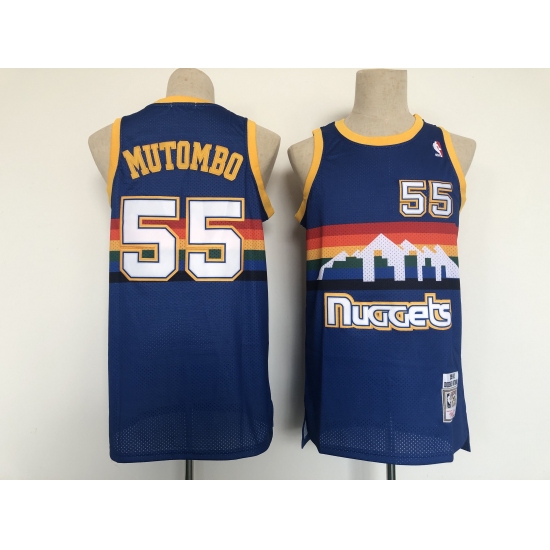 Men's Denver Nuggets #55 Dikembe Mutombo Swingman Blue Basketball Jersey - Ujersey
