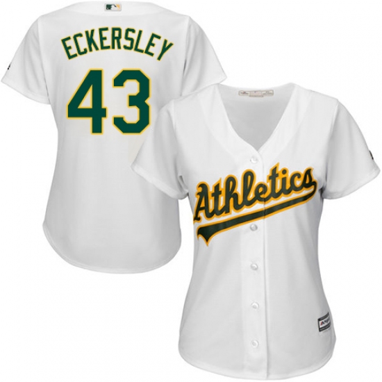 Women's Majestic Oakland Athletics #43 Dennis Eckersley Replica White Home Cool Base MLB Jersey - Ujersey
