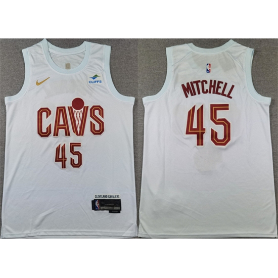 Men's Cleveland Cavaliers #45 Donovan Mitchell White Association Edition Stitched Jersey - Ujersey