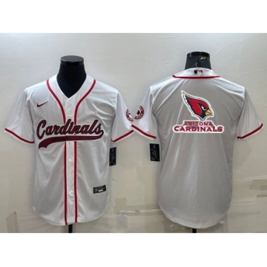 Men's Arizona Cardinals White Team Big Logo With Patch Cool Base Stitched Baseball Jersey - Ujersey