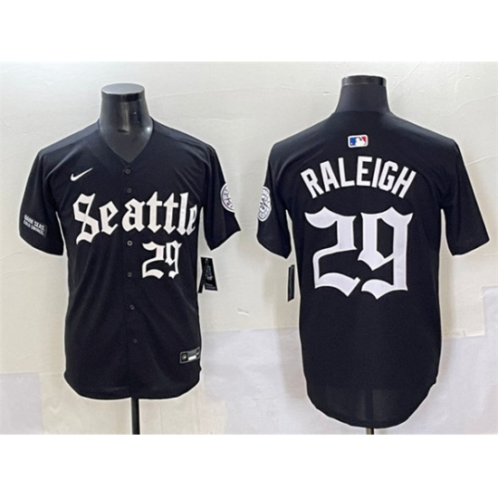 Men's Seattle Mariners #29 Cal Raleigh Black 'Deep Sea Gothic Edition' Vapor Premier Limited Stitched Baseball Jersey - Ujersey