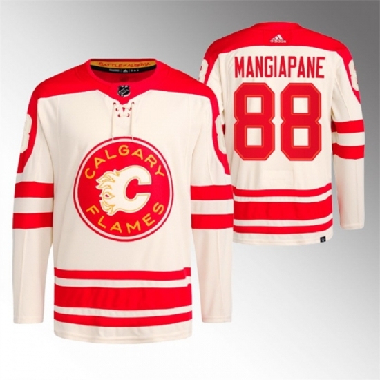 Men's Calgary Flames #88 Andrew Mangiapane 2023 Cream Heritage Classic Primegreen Stitched Jersey - Ujersey