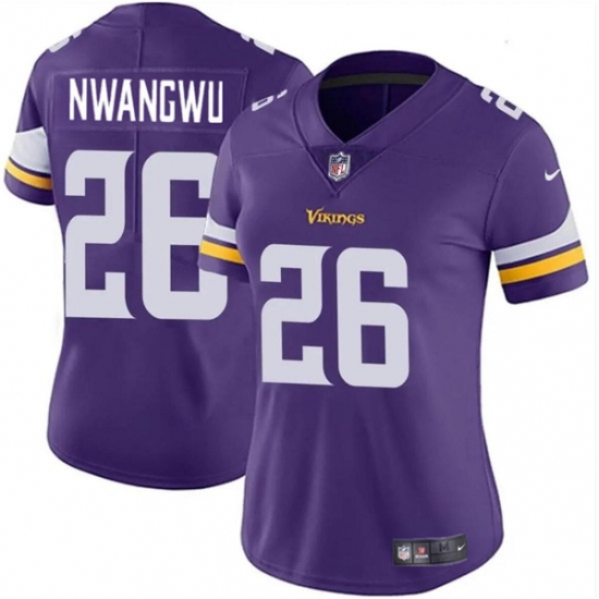 Women's Minnesota Vikings #26 Kene Nwangwu Purple Vapor Untouchable Limited Jersey(Run Small) - Ujersey