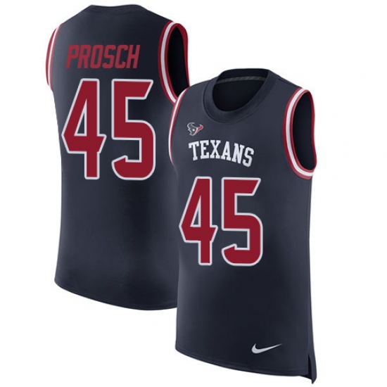 Men's Nike Houston Texans #45 Jay Prosch Limited Navy Blue Rush Player Name & Number Tank Top NFL Jersey - Ujersey