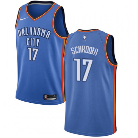 Men's Nike Oklahoma City Thunder #17 Dennis Schroder Swingman Royal Blue NBA Jersey - Icon Edition - Ujersey