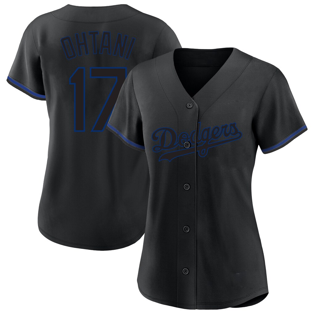 Women's Los Angeles Dodgers Shohei Ohtani Profile Black Plus Size Player Name & Number Fashion Jersey - Ujersey