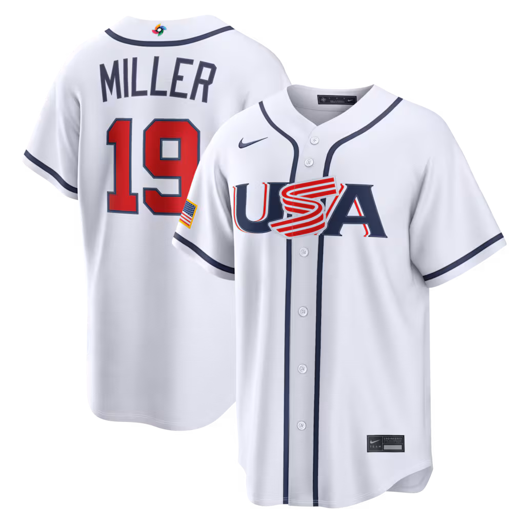 Men's USA Baseball Mason Miller Nike White 2026 World Baseball Classic Home Stadium Jersey - Ujersey