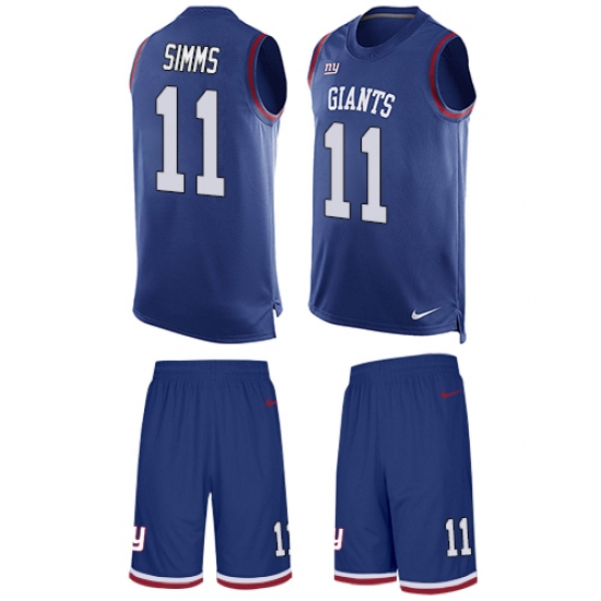 Men's Nike New York Giants #11 Phil Simms Limited Royal Blue Tank Top Suit NFL Jersey - Ujersey